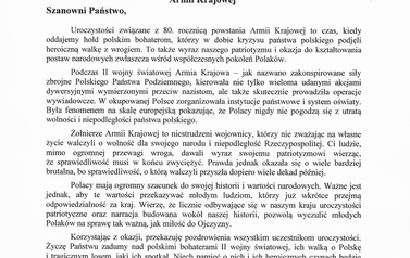 Okolicznościowy list Marszałka Wojew&oacute;dztwa Podkarpackiego