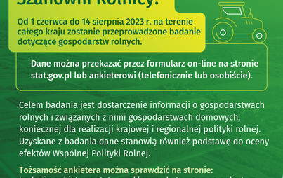 Zdjęcie do BADANIE DOTYCZĄCE GOSPODARSTW ROLNYCH 2023
