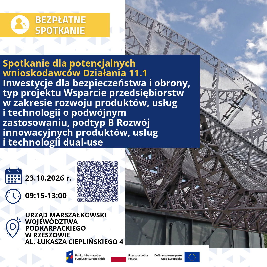 Spotkanie dla potencjalnych wnioskodawc&oacute;w Działania 11.1 Inwestycje dla bezpieczeństwa i&nbsp;obrony